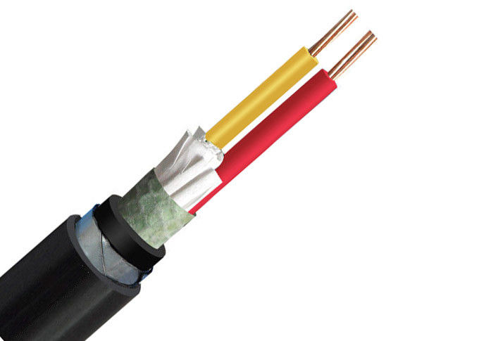 Low Voltage 2 Core Armored Cable , Underground Armoured Cable Black Colour