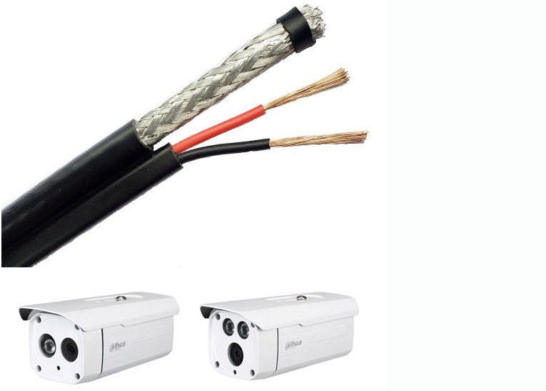 HD Camera RG6/U Copper Coaxial Cable 95% Coverage With Power Feed Wire