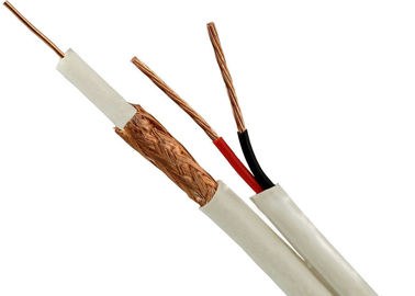 Cable Sq coaxial de cobre vestido blanco de los cables RG59/U+2x0.75 milímetro del CCTV